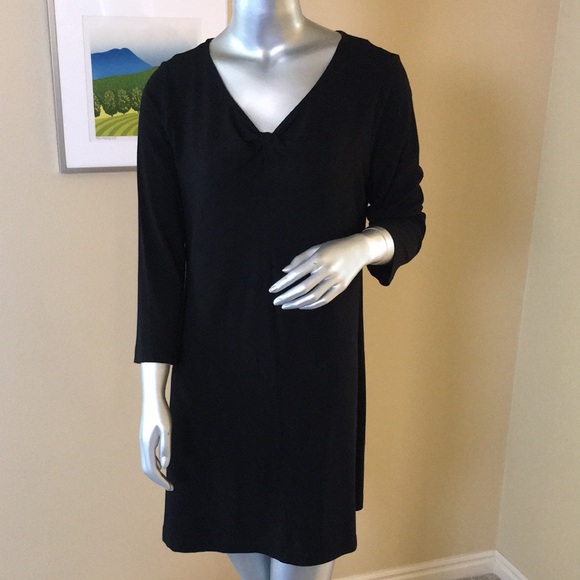 EILEEN FISHER | Solid Black Jersey Tunic Top 3/4 Length Sleeves - Picture 5 of 15
